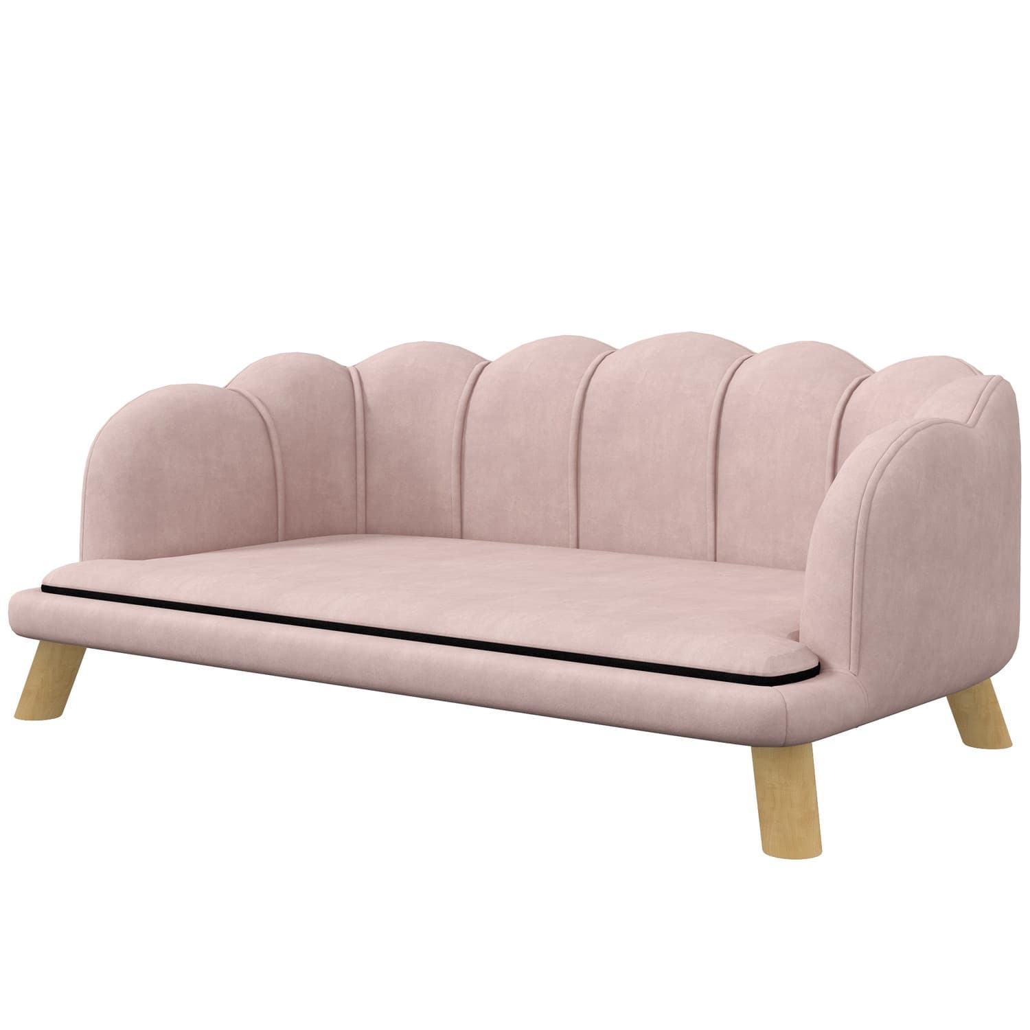 Hundesofa Hundecouch, Waschbarer Bezug, Haustiersofa mit Rückenlehne und Holzbeine, Katzensofa, für mittelgroße Hunde unter 25 k