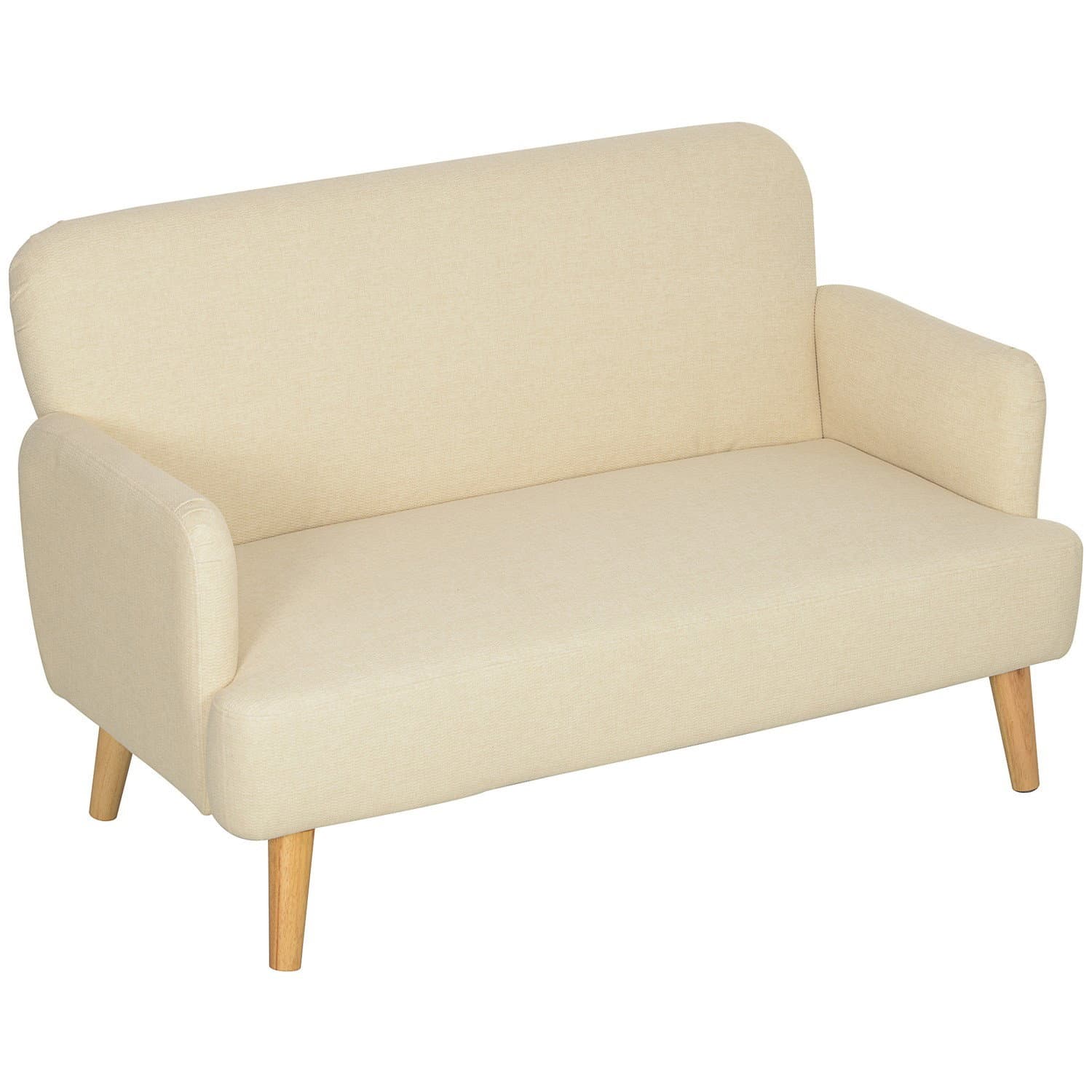 Canapé 2 places, petit canapé aspect velours, pieds en bois, canapé rembourré épais avec accoudoirs pour salon, chambre à couche