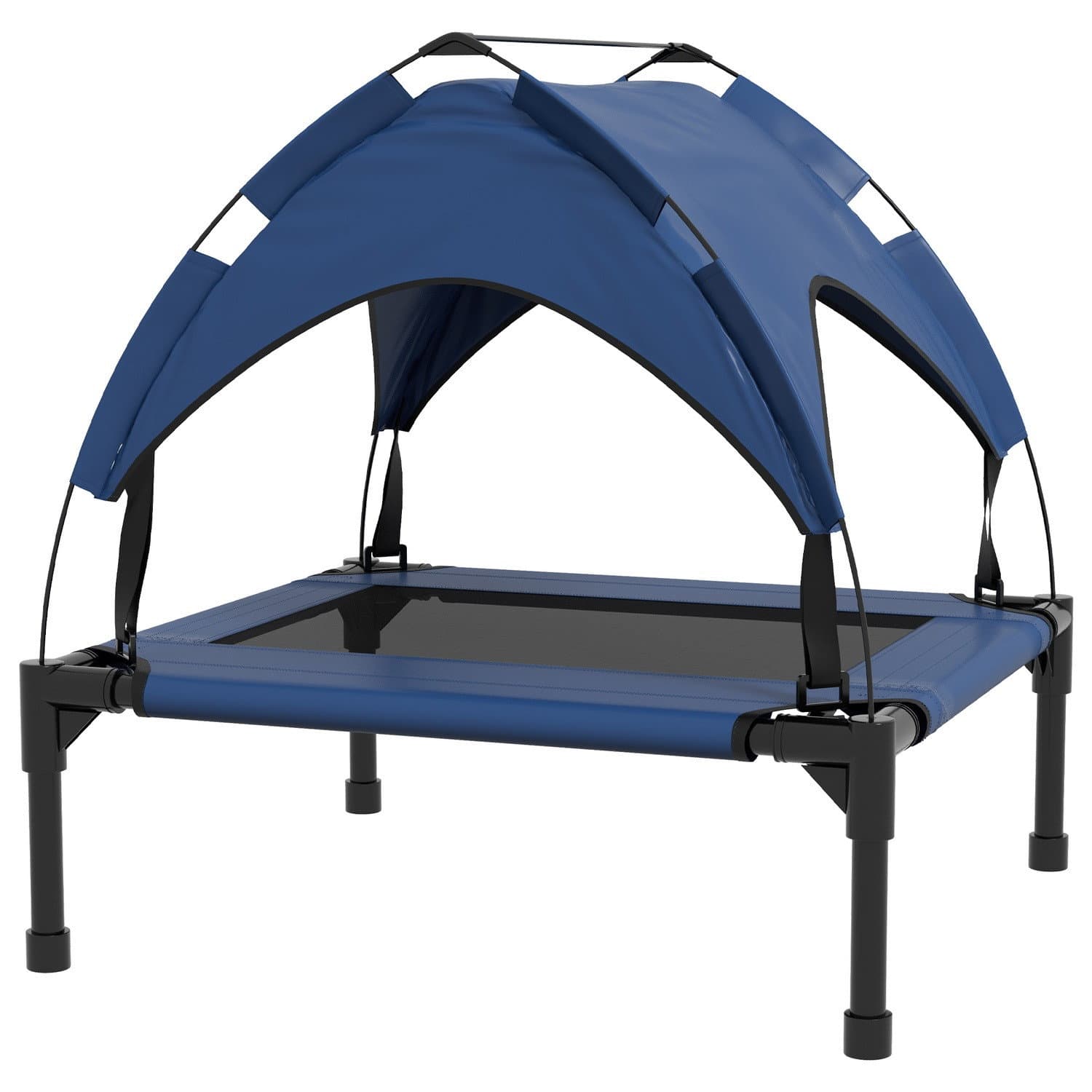 Lit surélevé pour chien avec auvent, lit pour animal domestique, chaise longue d'extérieur avec toit, respirant, pour chiens de