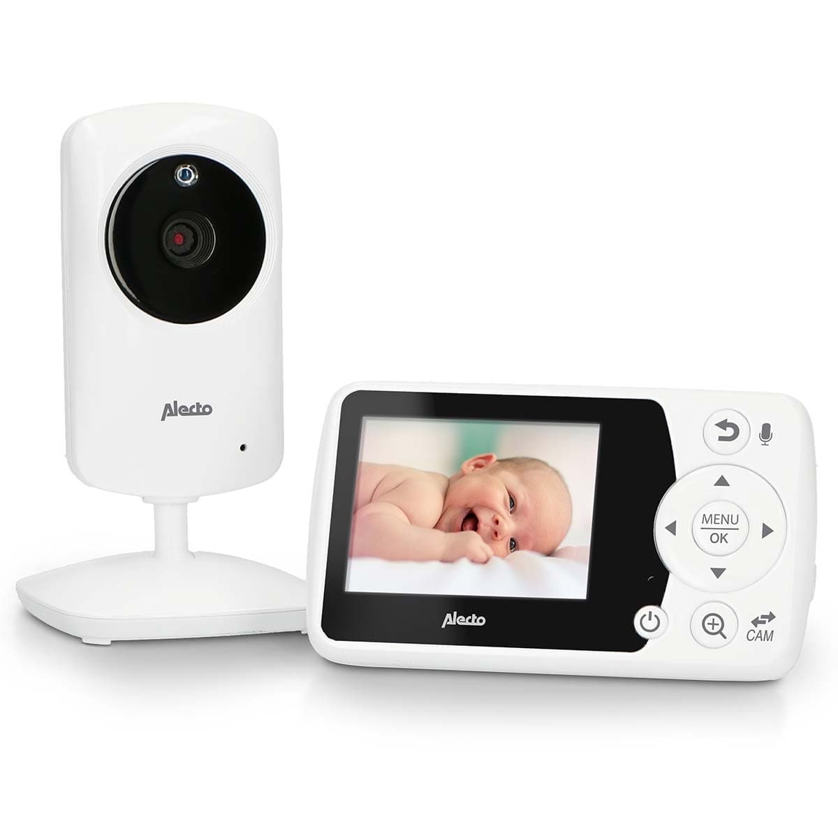 Babyphone avec caméra et écran couleur blanc 2,4"