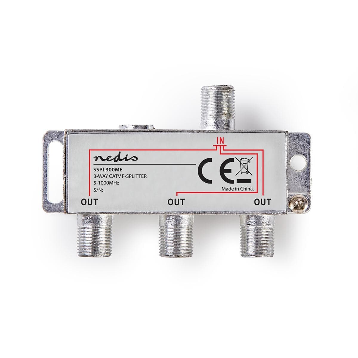 CATV-Splitter | 5 - 1000 MHz | Einfügungsdämpfung: 6,8 dB | Anzahl der Ausgänge: 3 | 75 Ohm | Zinklegierung