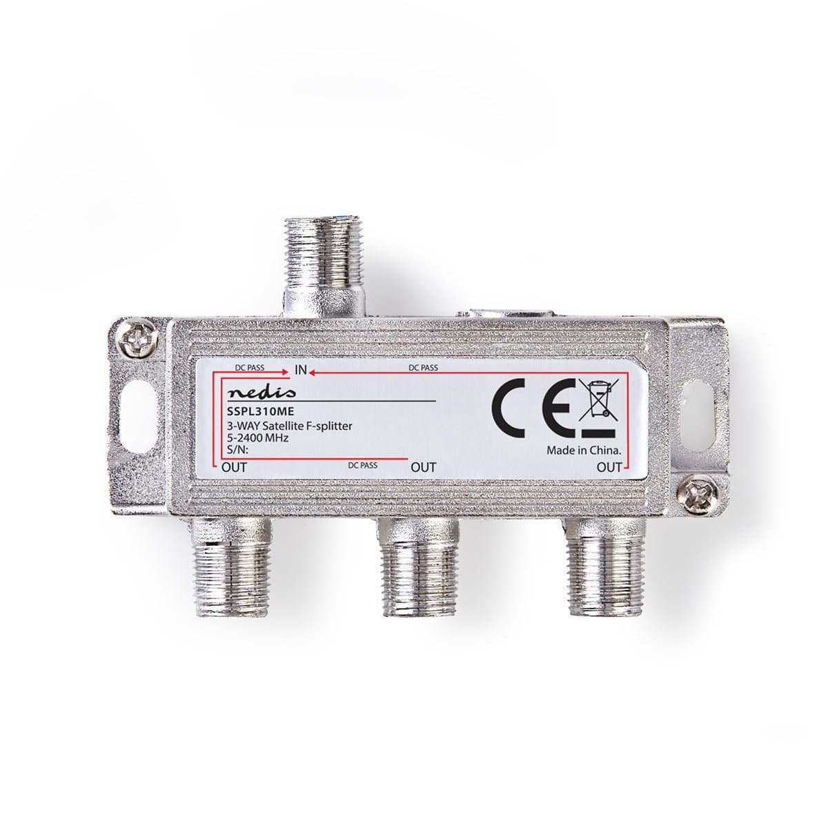 Satellitensplitter | 5 - 2400 MHz | 10,5 dB | Anzahl der Eingänge: 1 | Anzahl der Ausgänge: 3 | Impedanz: 75 Ohm | Zink | Silber