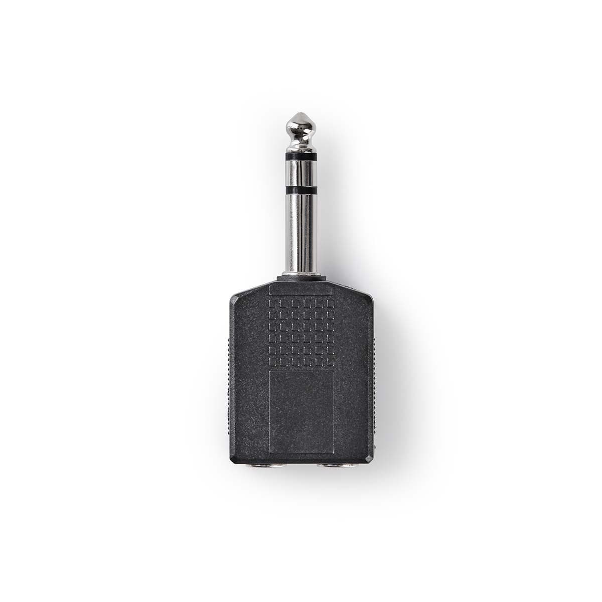 Adaptateur audio stéréo | 6,35 mm Hane | 2x 6,35 mm Hona | Nickel Platerad | Rak | ABS | Svart | 10 pcs. | Enveloppe de protecti