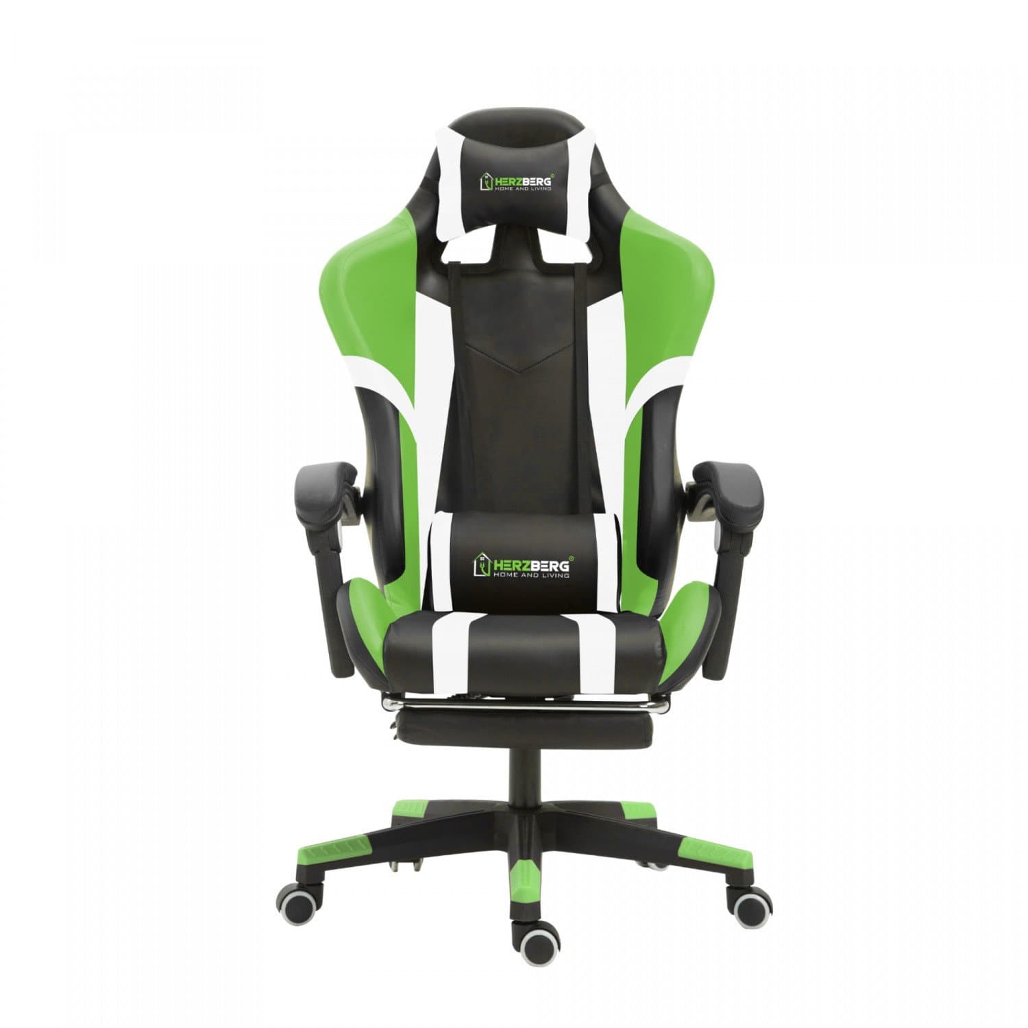 Herzberg HG-8083 : chaise de jeu et de bureau tricolore avec accent linéaire vert