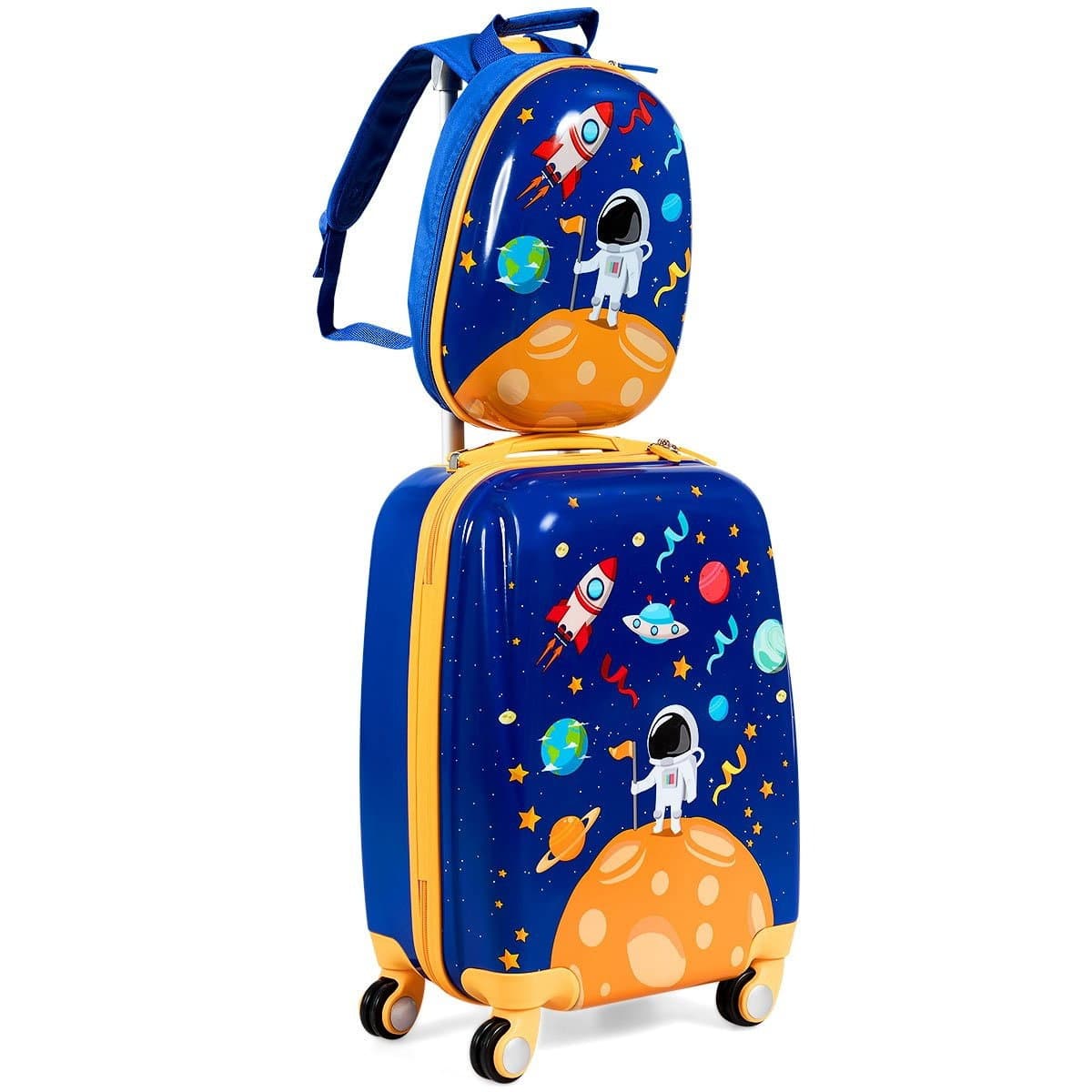 2 pièces. Valise pour enfants + sac à dos en plastique trolley pour enfants bagages pour enfants astronautes