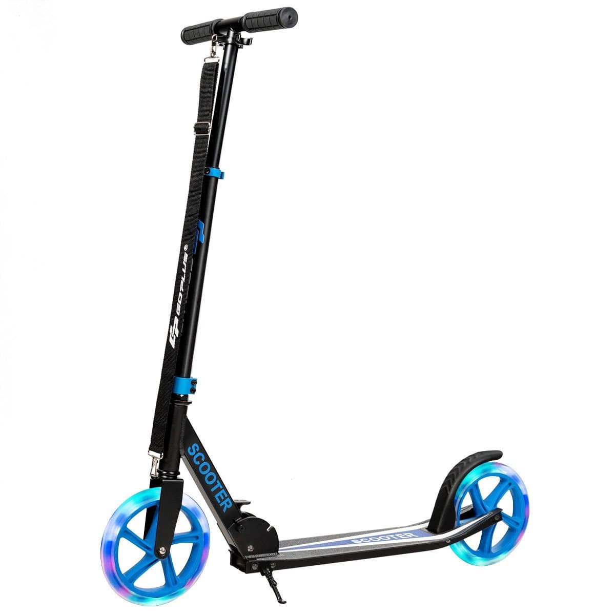 Trottinette pliable trottinette réglable en hauteur capacité de charge de 100 kg trottinette avec 2 roues LED bleu