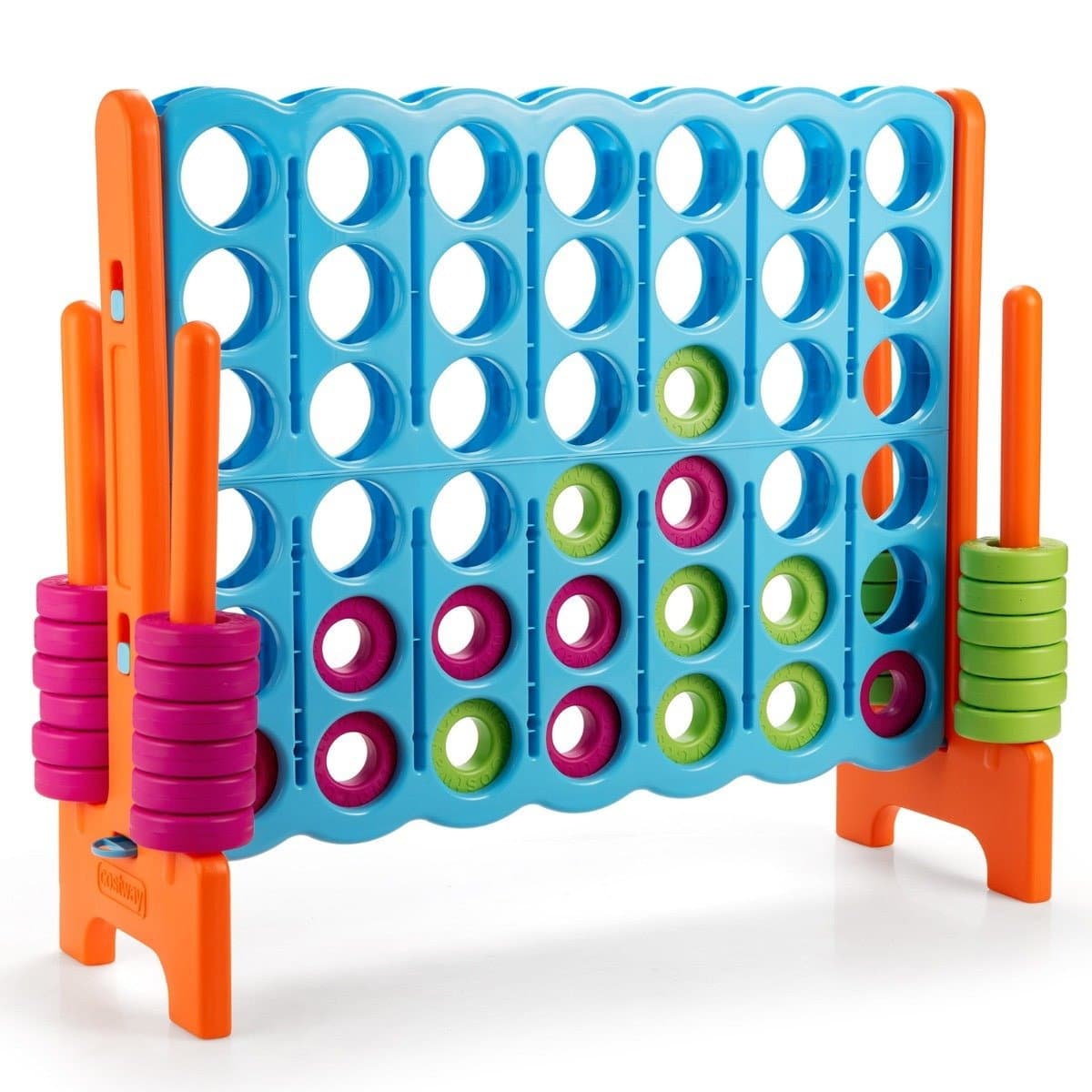 Jeu à quatre Jeu à quatre avec 42 anneaux géants 120 x 42 x 104 cm bleu + orange