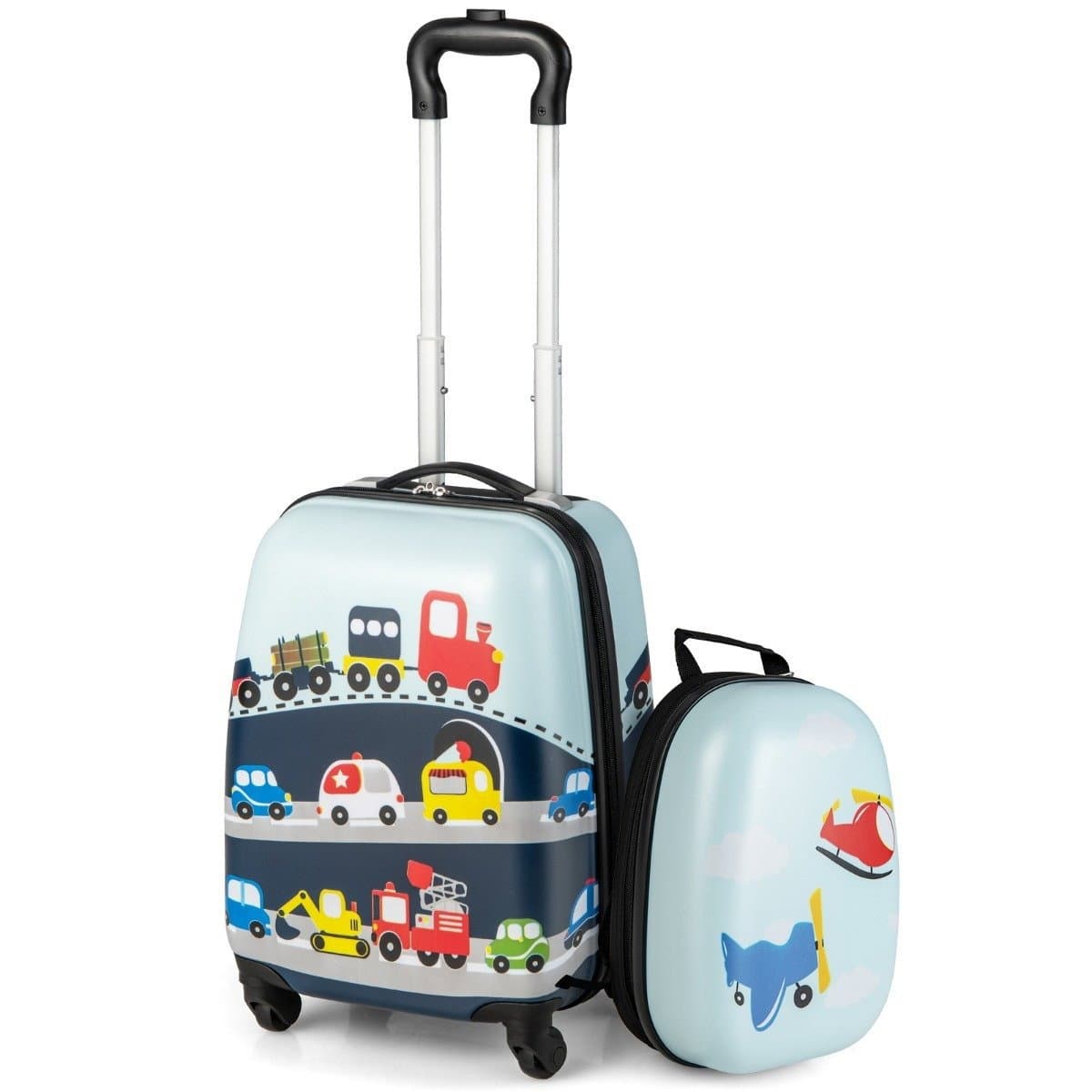 Hartschalen-Koffer 2-Teiliges Handgepäck-Set mit Spinner-Rädern Rollender Blau