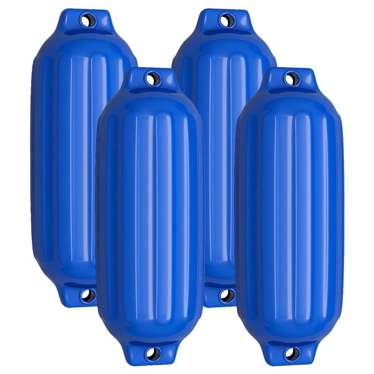 4er Set Bootsfender Langfender Kugelfender Set Boot Rammschutz Stegfender Blau 58 x 16, 5 cm
