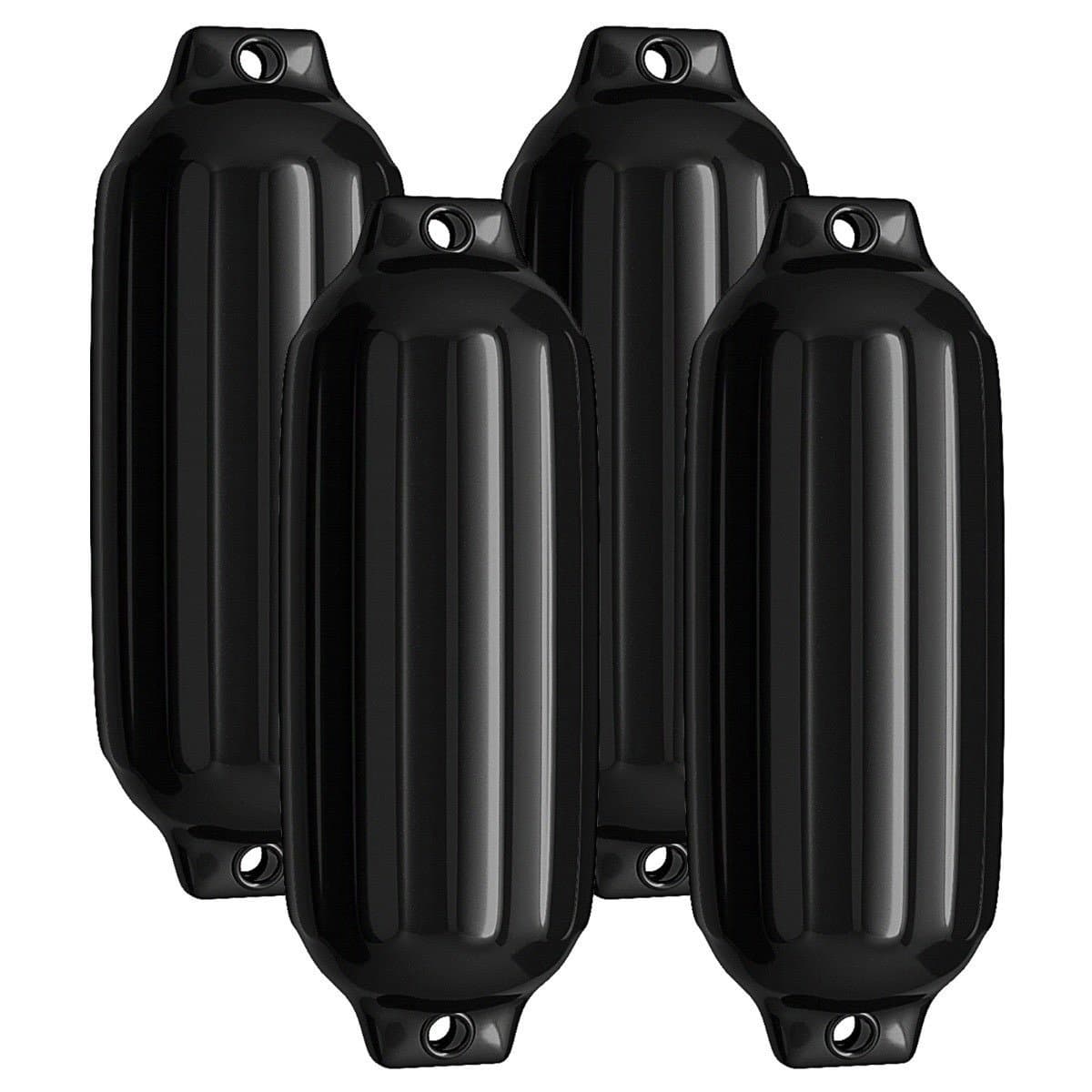 4er Set Bootsfender Langfender Kugelfender Set Boot Rammschutz Stegfender Schwarz 58 x 16, 5 cm