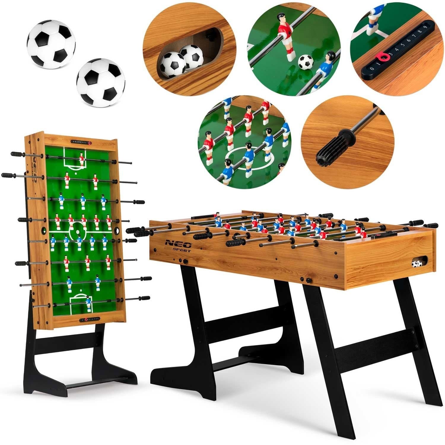 Calcio balilla Neosport 121 x 61 x 80 cm NS-803 in legno
