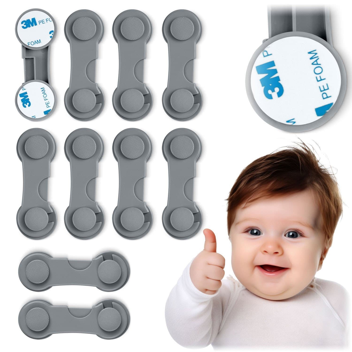 Protection de serrure pour armoires Ricokids 798301, 10 pcs, gris