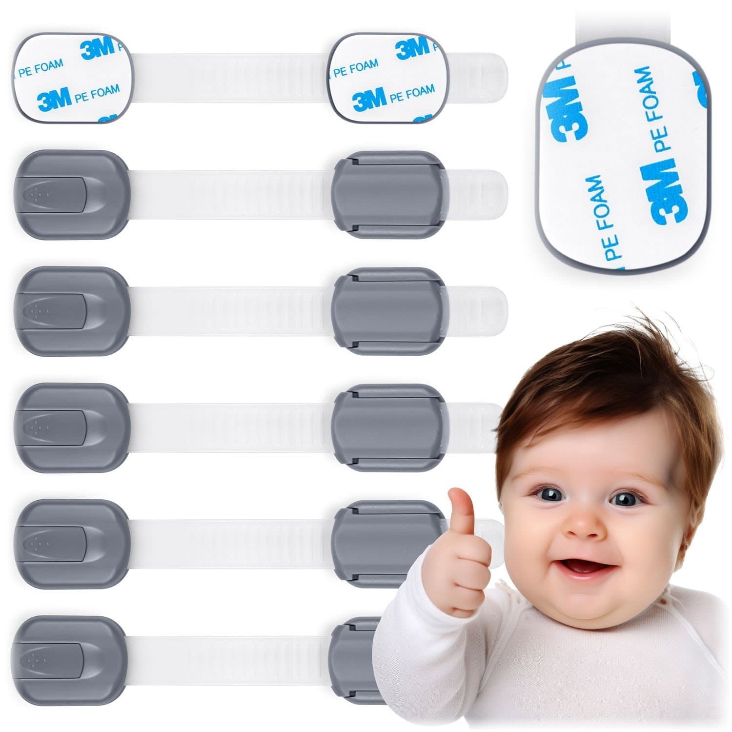 Serrure de sécurité enfant pour armoires Ricokids 798101, 6 pcs, gris