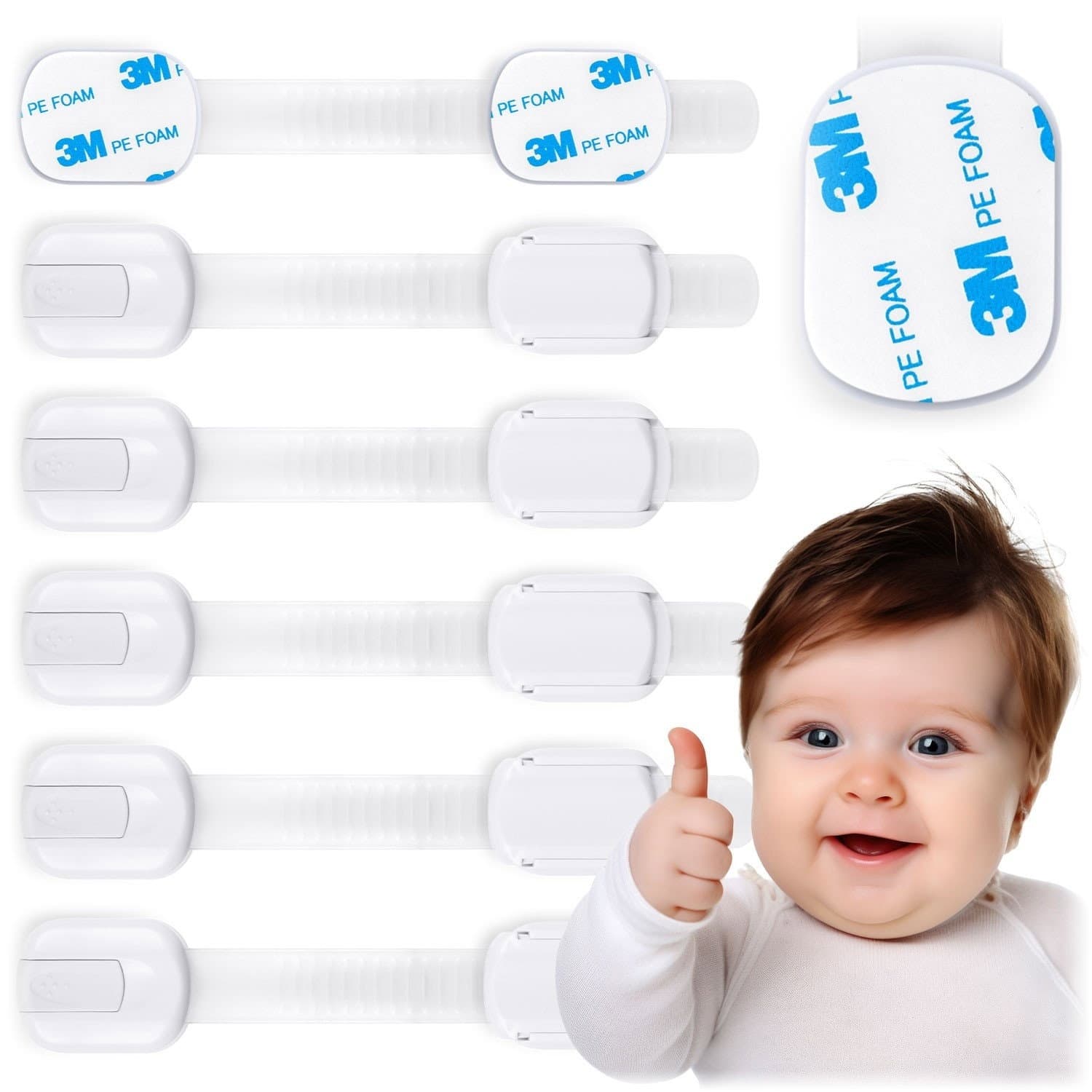 Serrure de sécurité pour portes d'armoires Ricokids 798100, paquet de 6, blanc