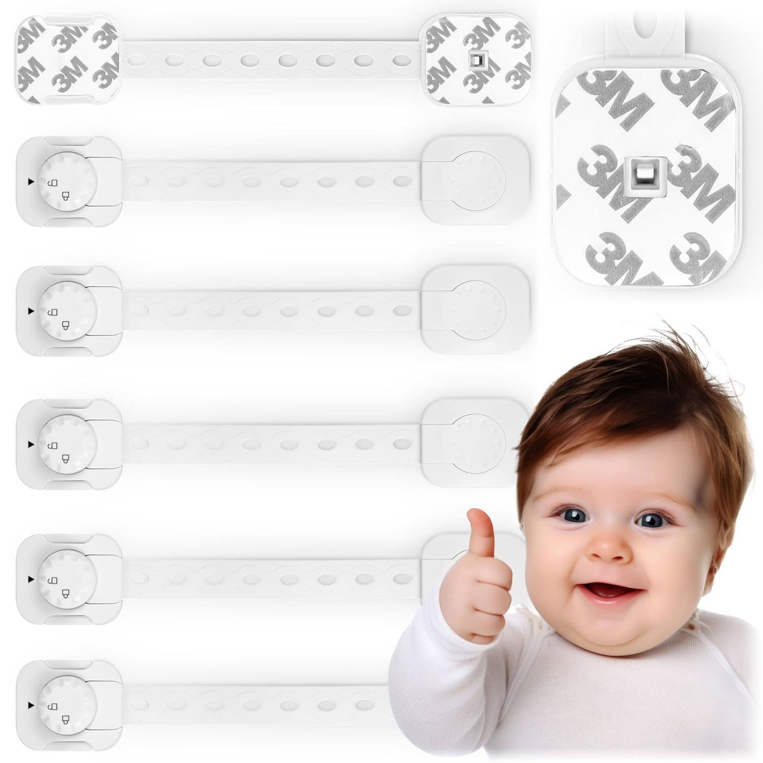 Serrures de sécurité pour enfants pour armoires Ricokids 798200 paquet de 6 blanc