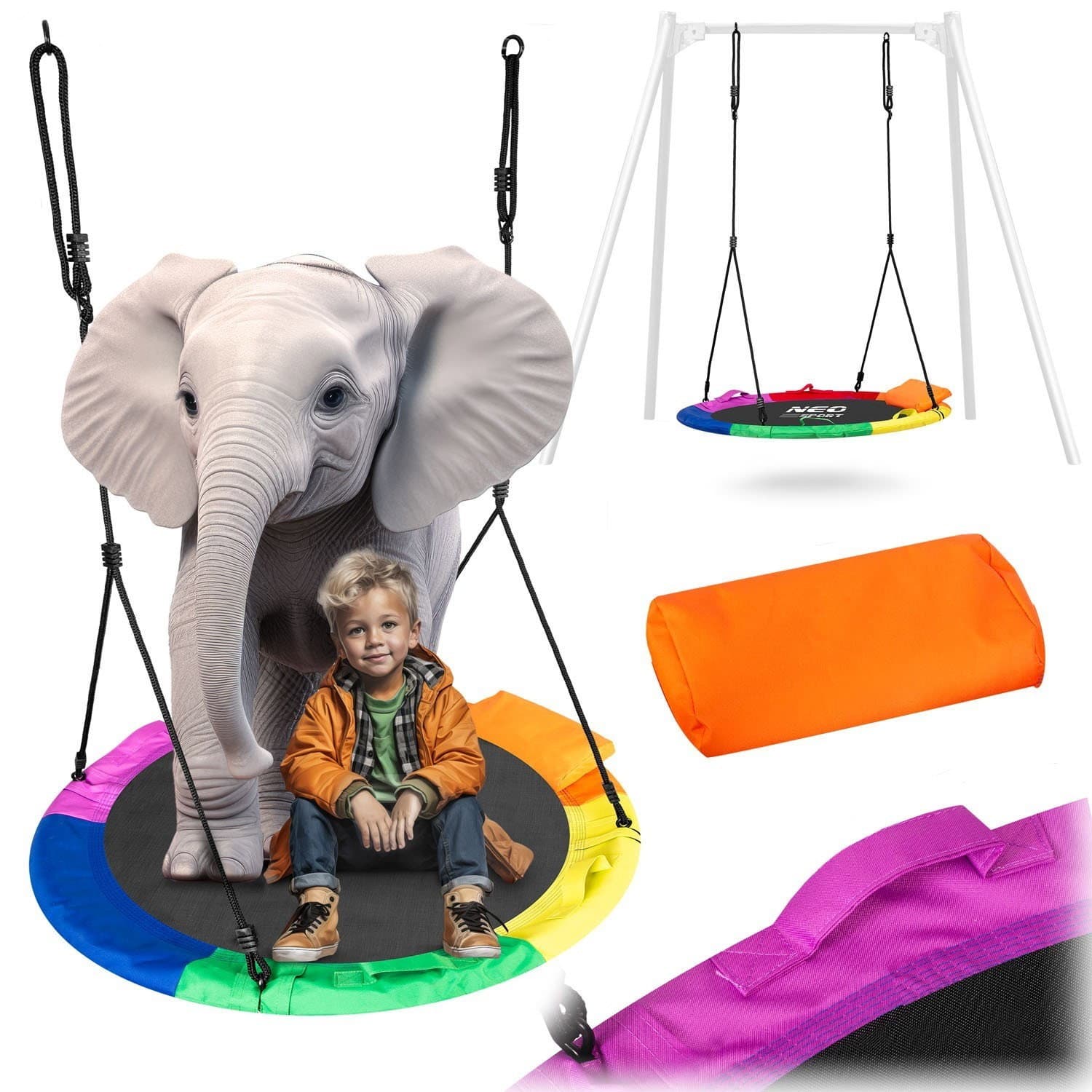 Grande balançoire suspendue multicolore ""Bocianie Gniazdo"" XXL 110 cm