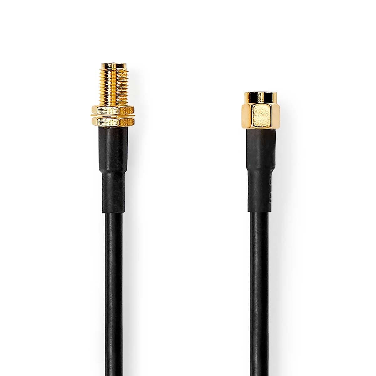 Câble d'antenne | SMA mâle | SMA femelle | plaqué or | 50 Ohm | double blindage | 10.0 m | rond | PVC | noir | boîte