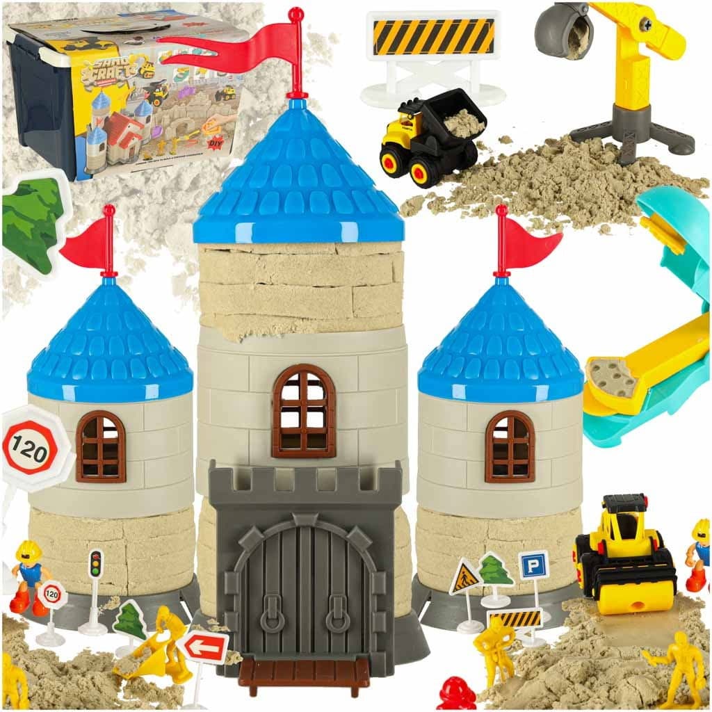 Coffret de sable pour enfants – 1 100 g avec moules pour châteaux et véhicules