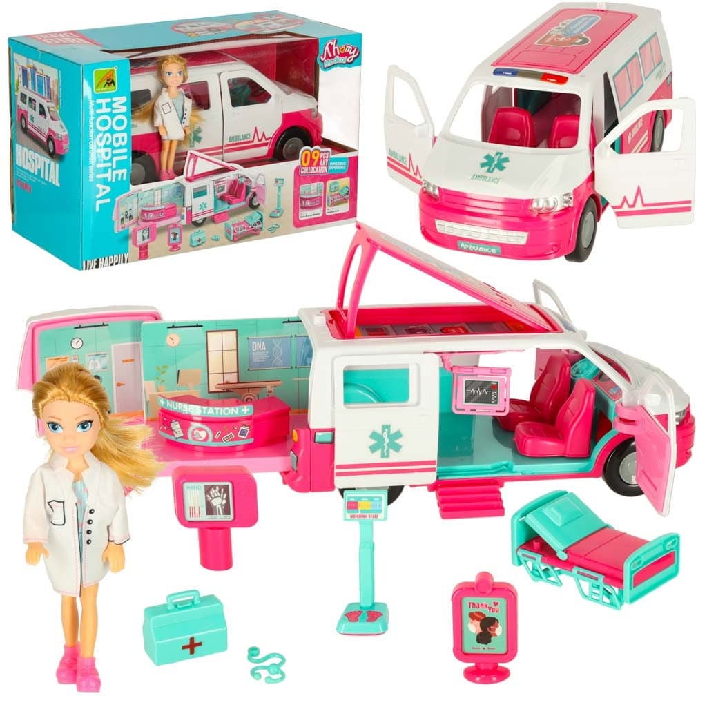 Accessori per il set di gioco per bambole dell'ospedale mobile dell'ambulanza