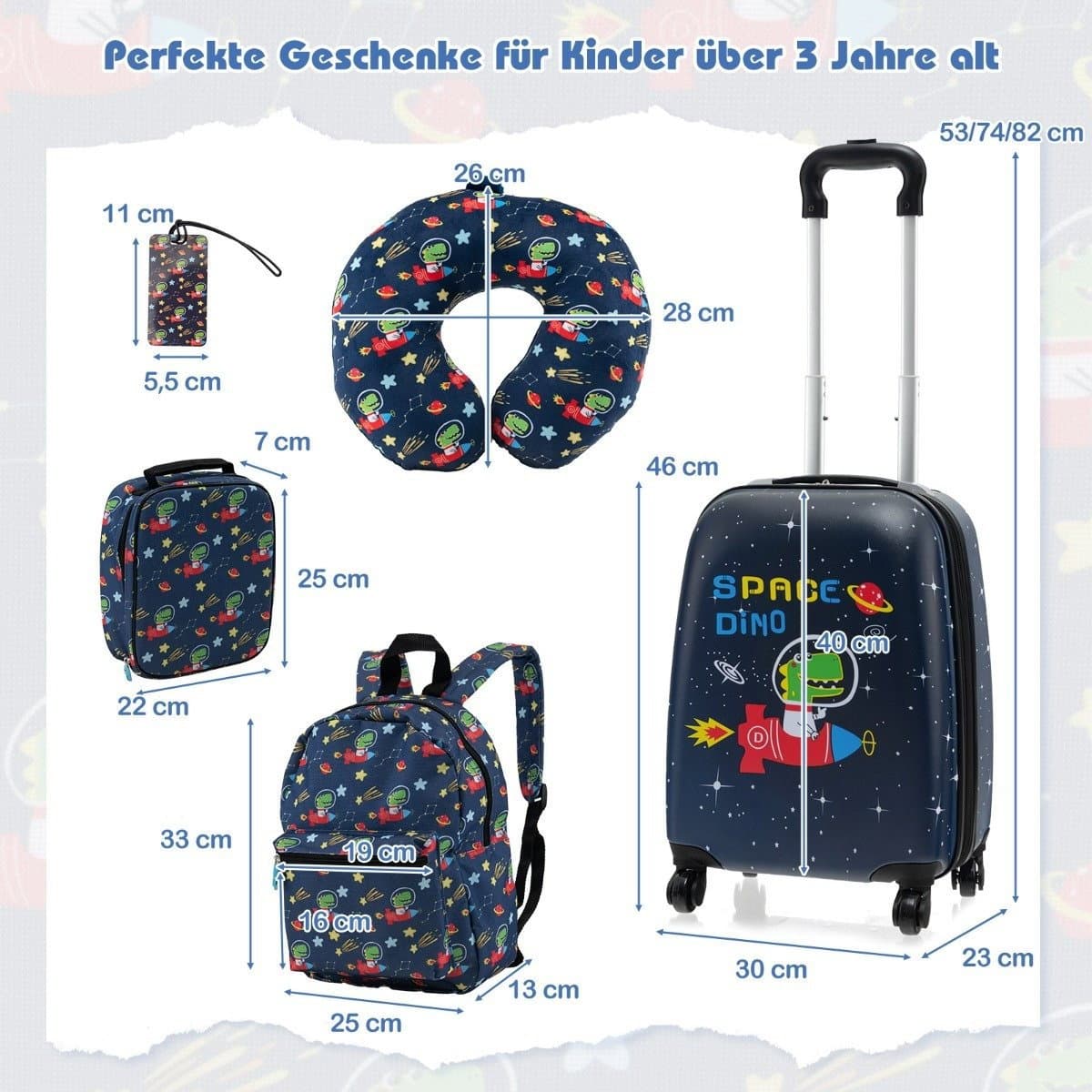 Ensemble de bagages pour enfants 5 pièces : valise 40,6 cm, sac à dos et plus