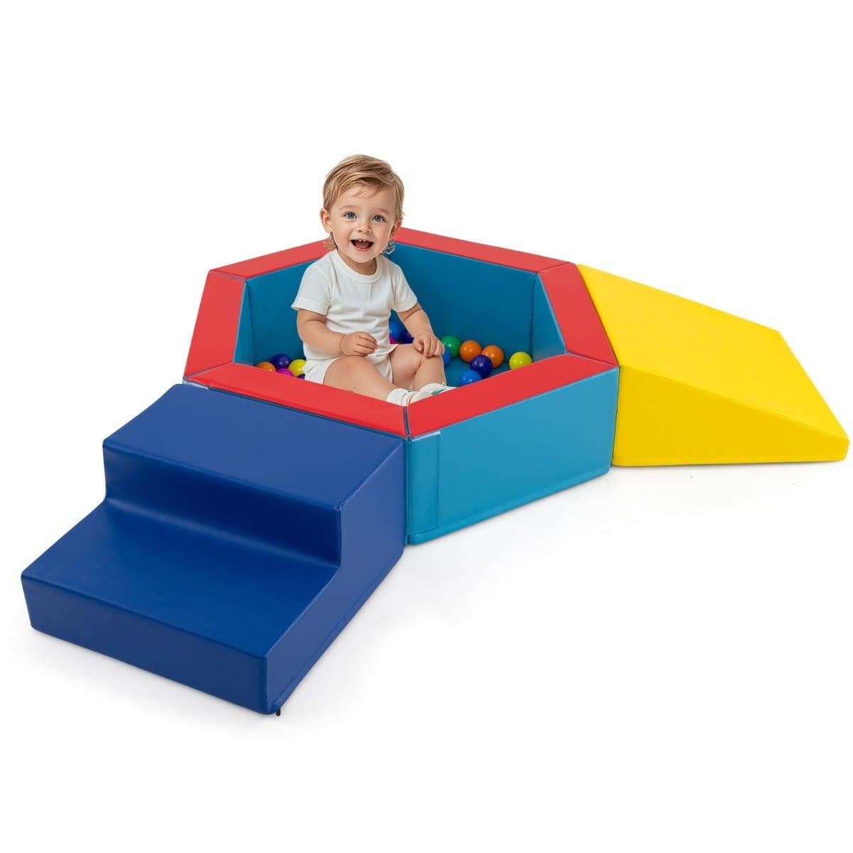 Weiches Schaumstoff-Spielset mit Bällebad und 100 Ozeanbällen
