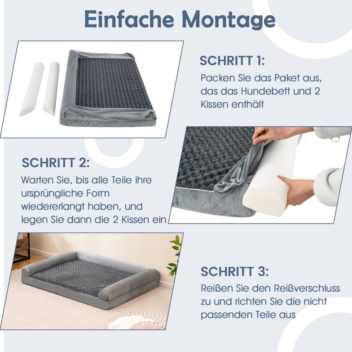 Orthopädisches Hundebett XL – Gelenkunterstützung, wasserdicht, rutschfest