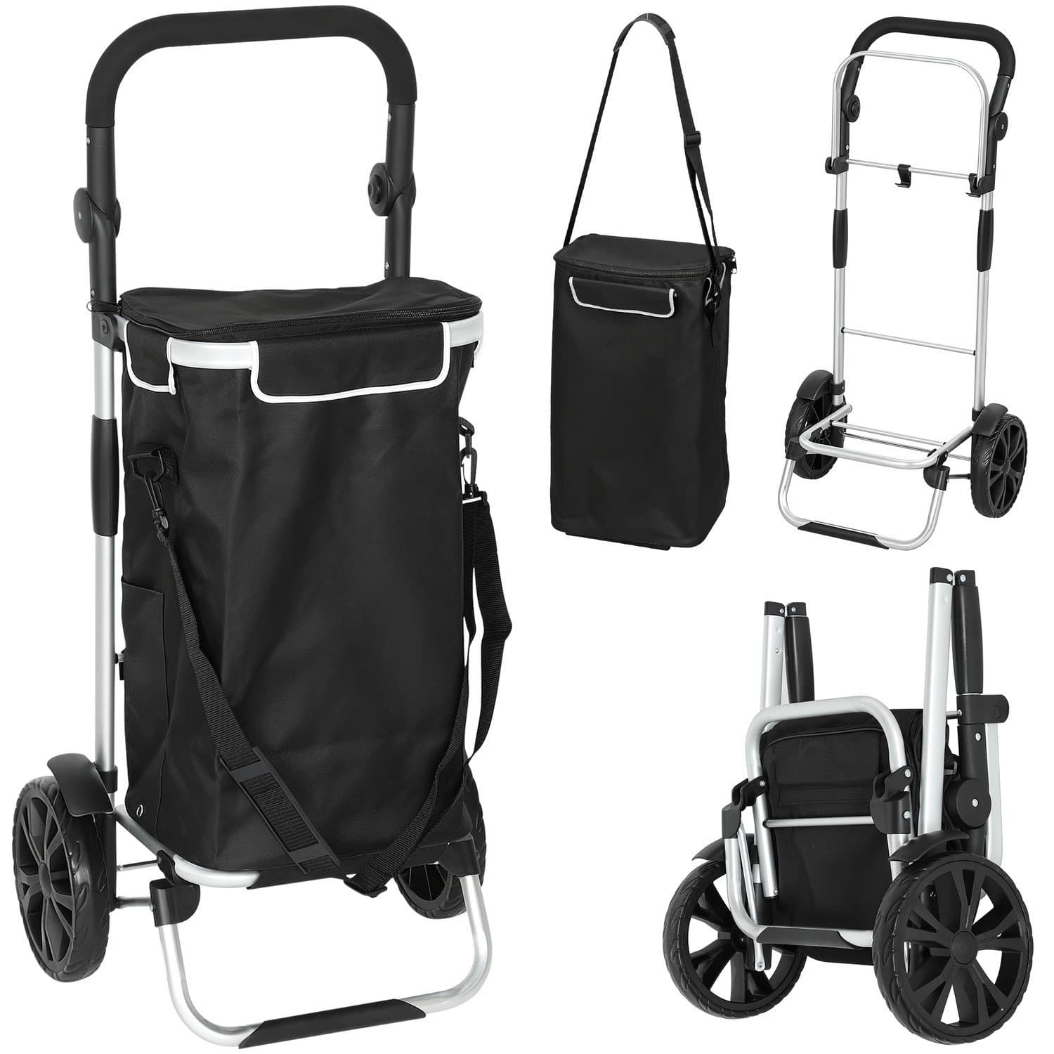 Carrello della spesa pieghevole 3 in 1, 40 l, scomparto frigorifero
