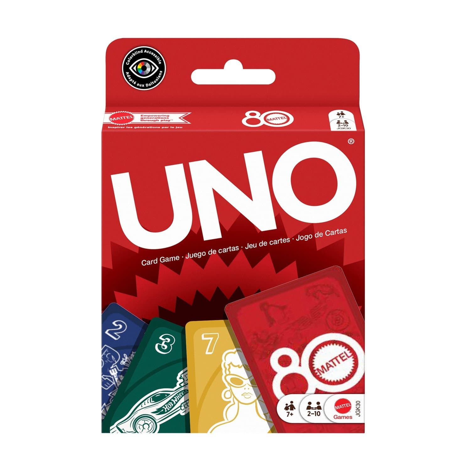 Gioco di carte Uno, edizione rosso rubino per l'80° anniversario