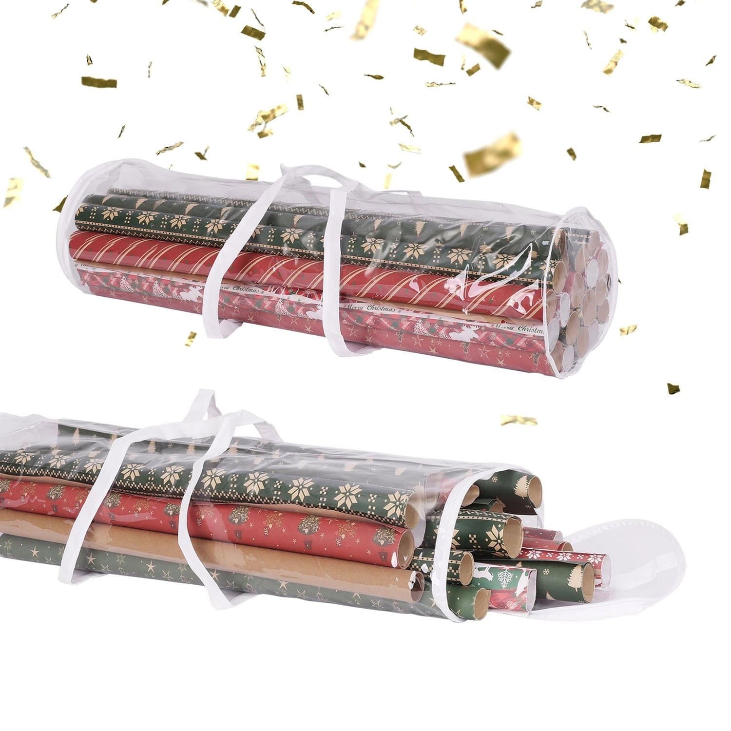 Sacs de rangement transparents pour papier cadeau – Lot de 2