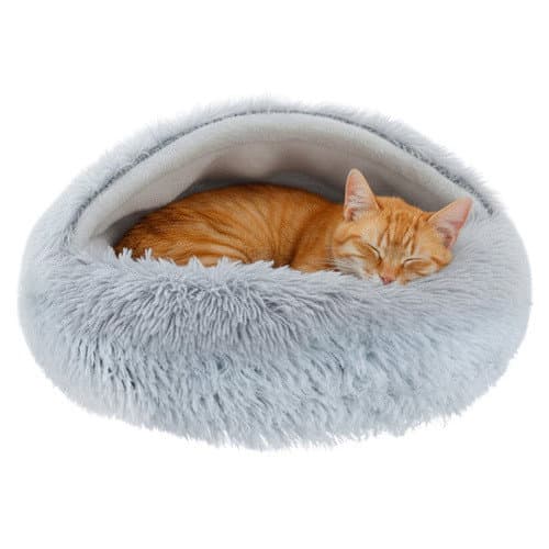 Cuccia in peluche per gatti e cani di piccola taglia con tetto – antiscivolo, lavabile