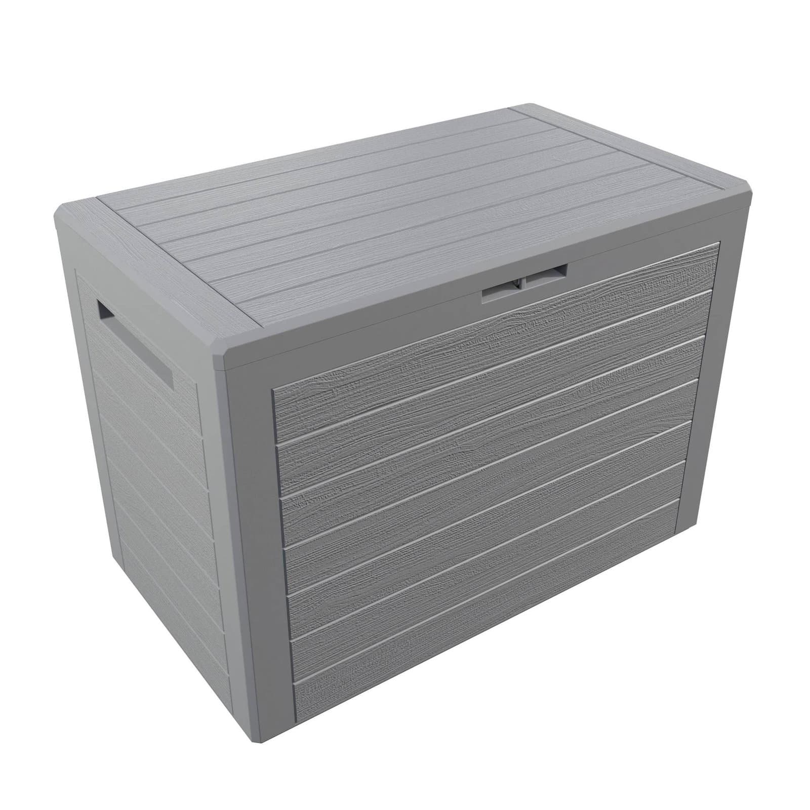 Gartenaufbewahrungsbox, 190 l, Kunststoff, grau, mit abschließbarem Deckel