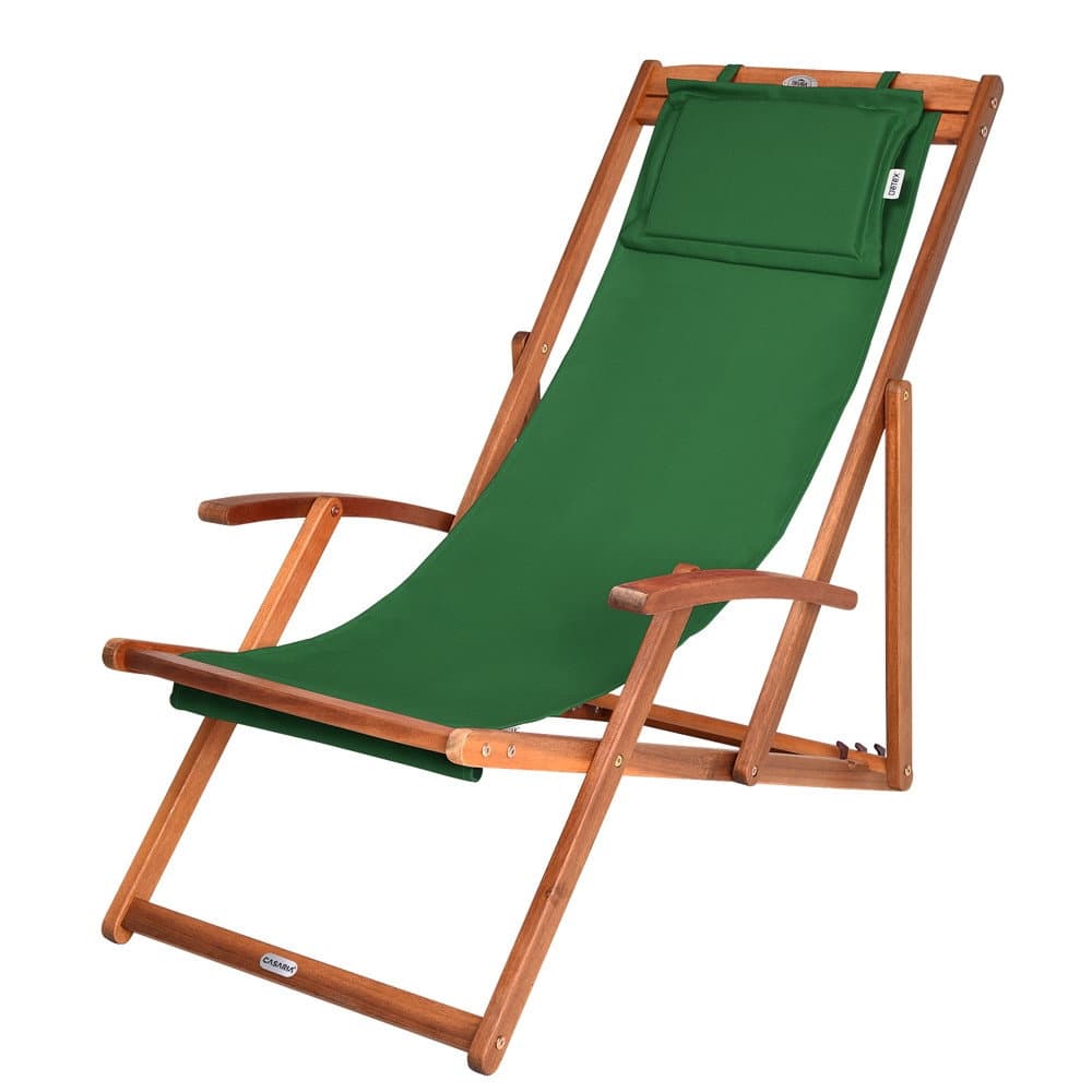 Chaise longue, en bois d'acacia vert, pliable et réglable