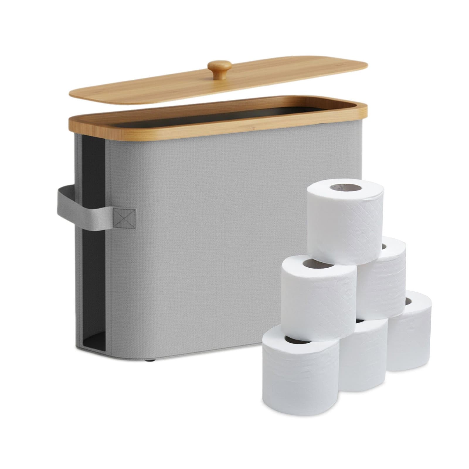 Quadratischer Toilettenpapierhalter aus Stoff – Fassungsvermögen: 12 Rollen
