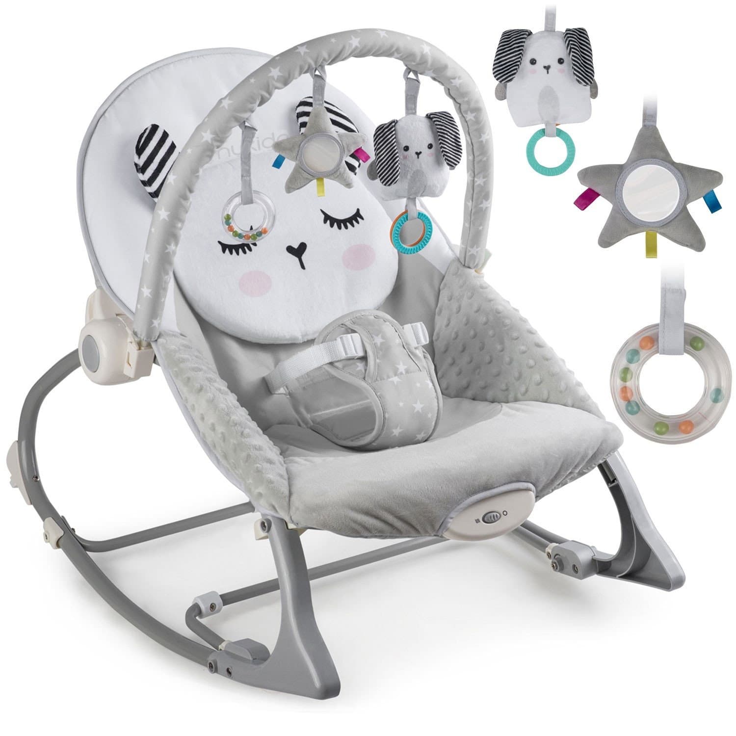 Baby Rocker con vibrazione – Grigio, rilassante e giocoso