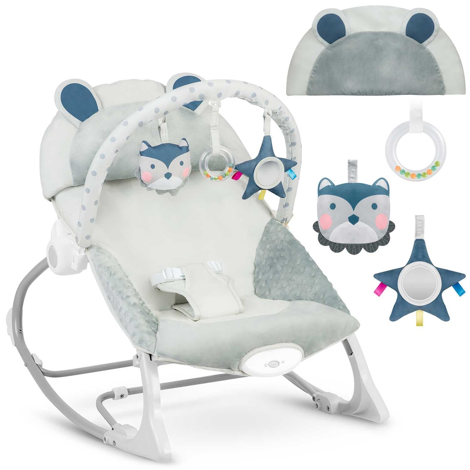 Baby Rocker con vibrazione – Tessuto morbido, design sicuro