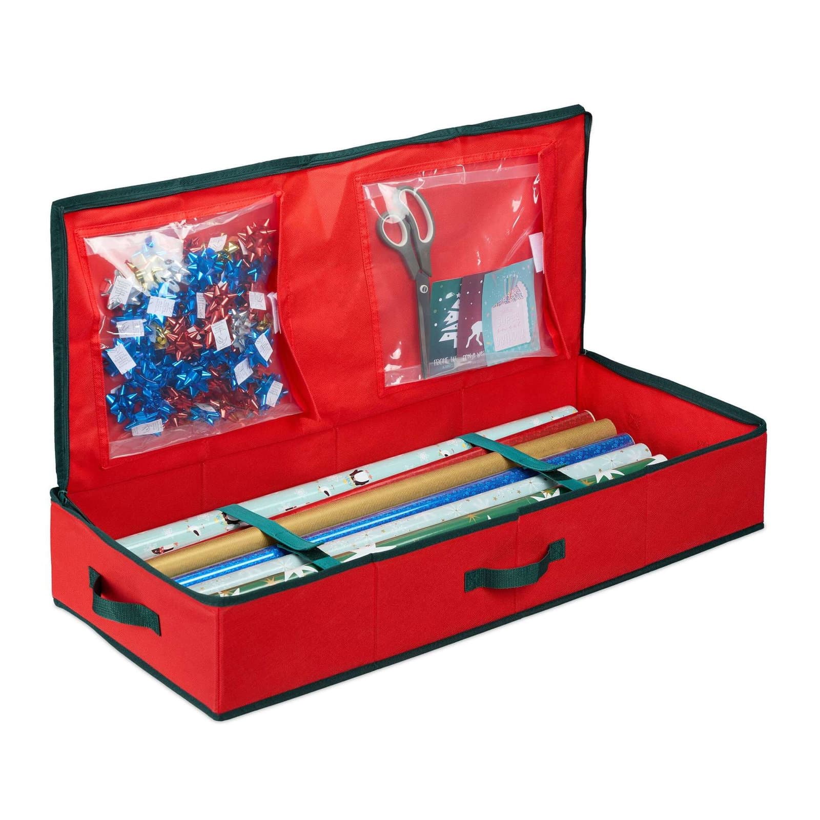 Boîte de rangement rouge pour papier cadeau