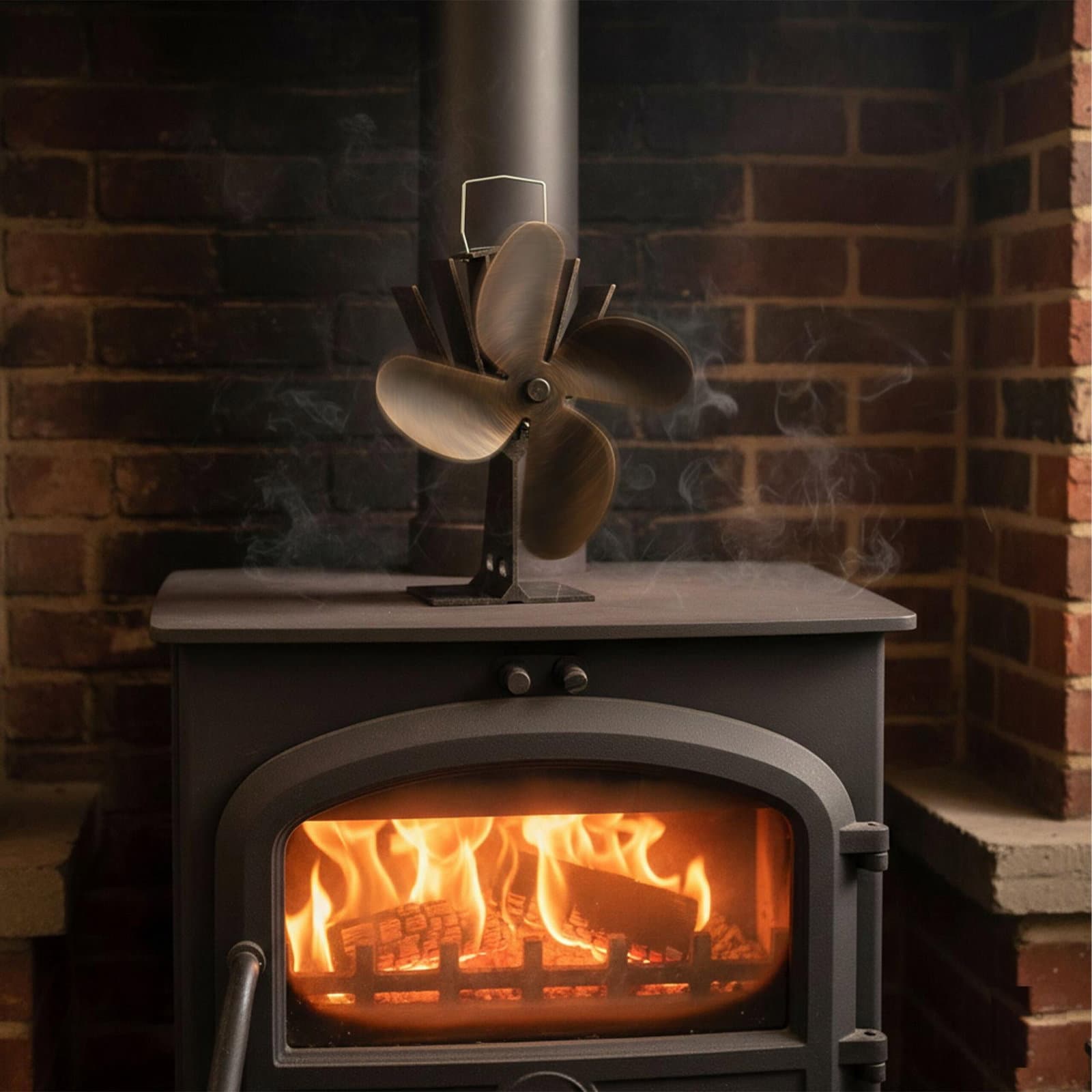 Ventilatore per stufa color bronzo senza elettricità