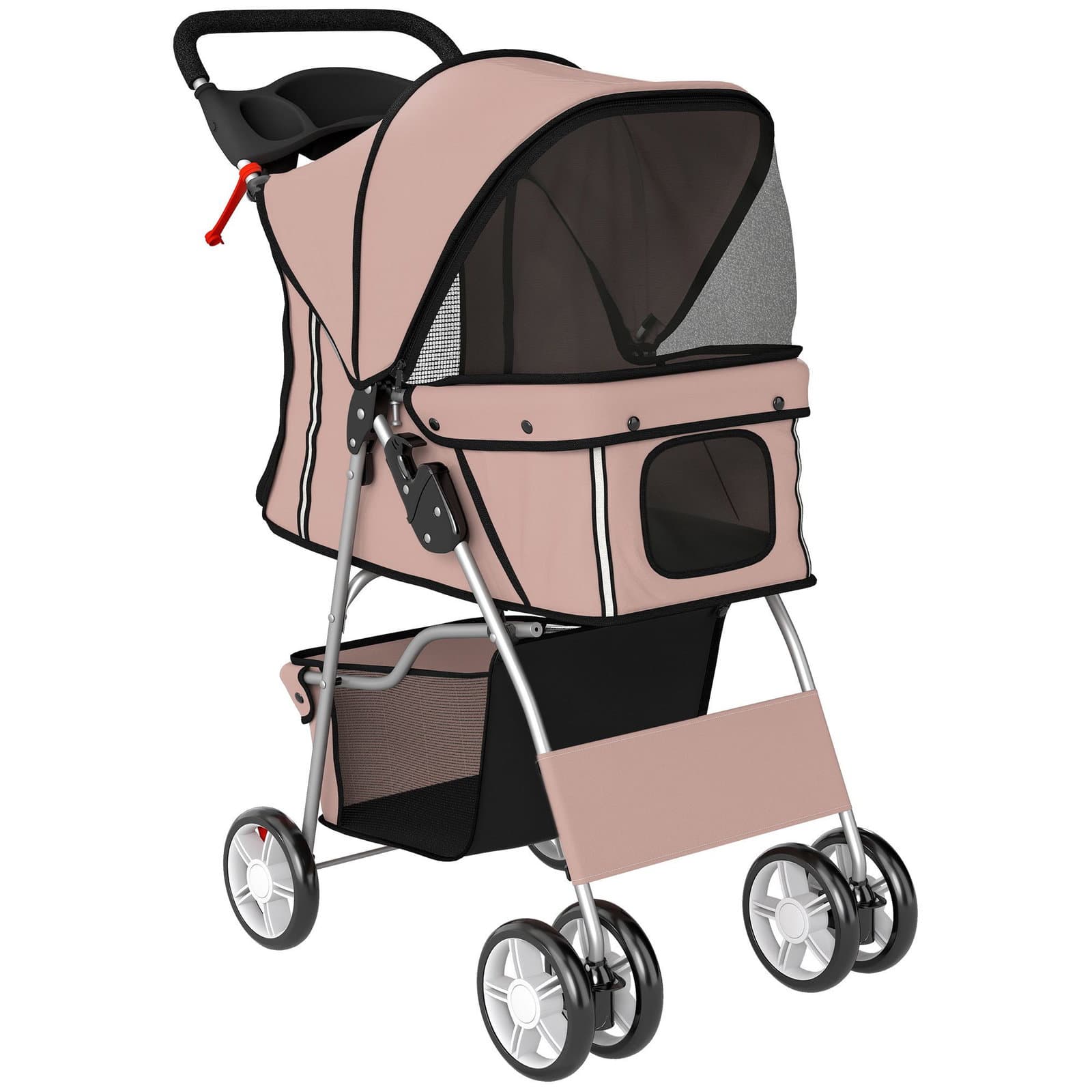Faltbarer Haustierbuggy mit Netzfenstern und Aufbewahrungskorb