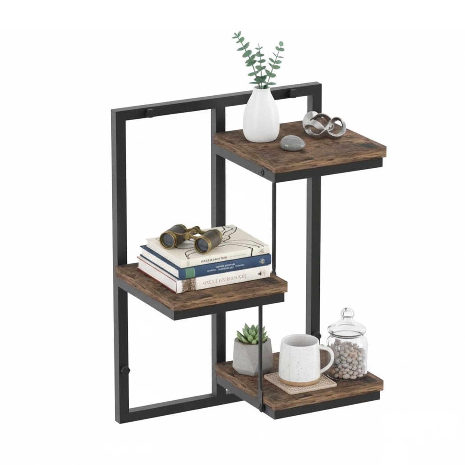 Industrielles Wandregal – Metall- und Holzoptik, rustikaler Stil