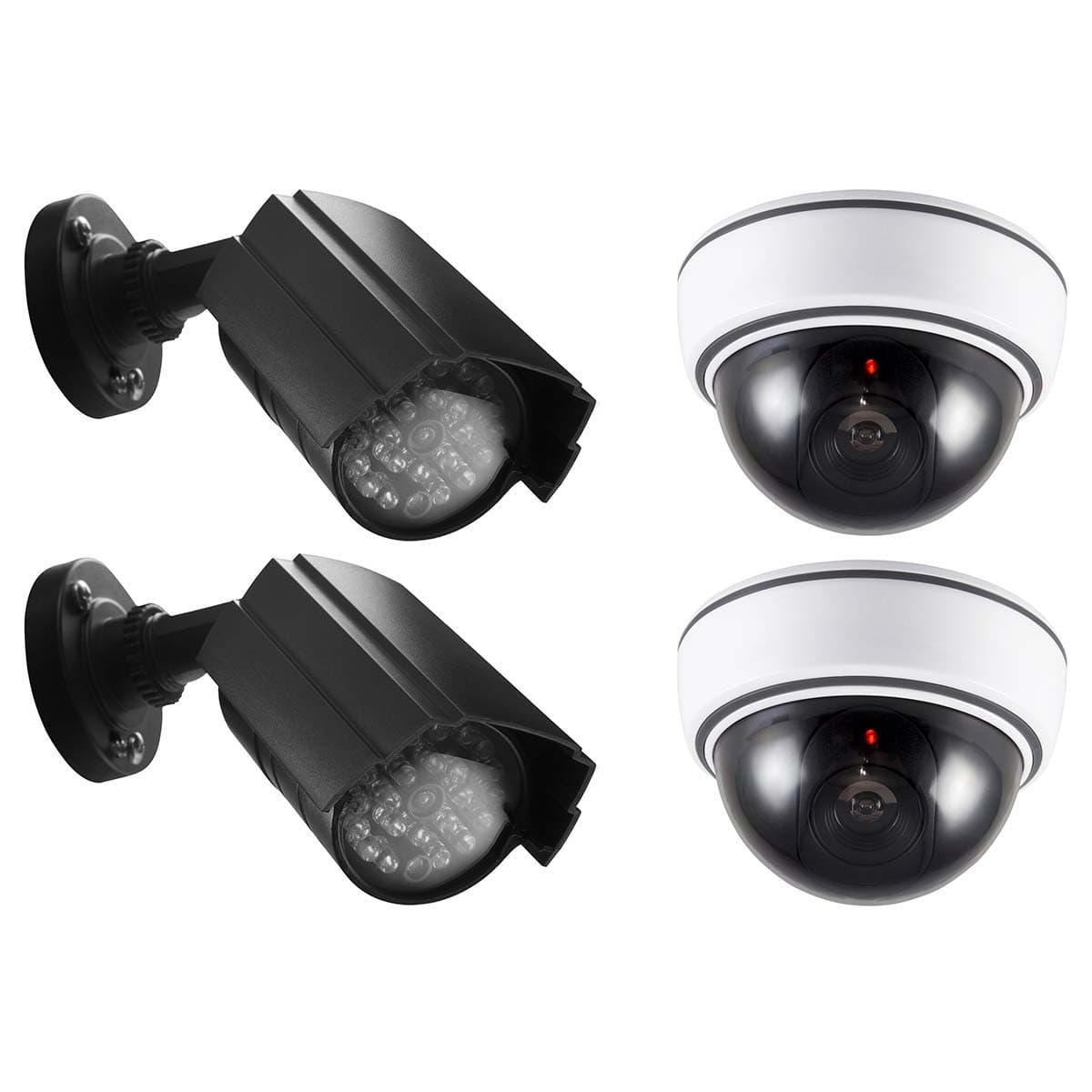Kit de fausses caméras – Intérieur et extérieur, éclairage LED, lot de 4