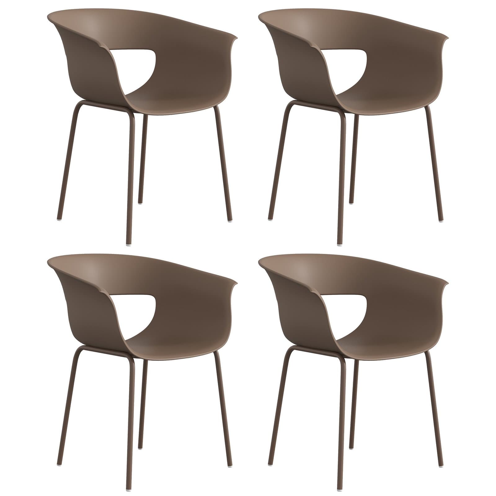 Ergonomische Gartenstühle, 4er-Set – Wetterfest, Kaffeebraun
