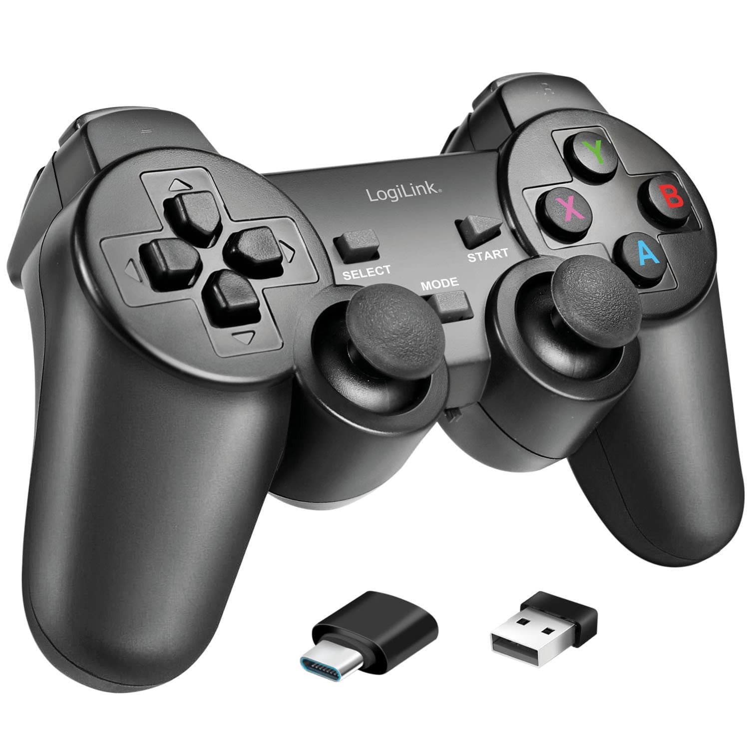 Manette de jeu sans fil 2,4 GHz, multiplateforme, noire