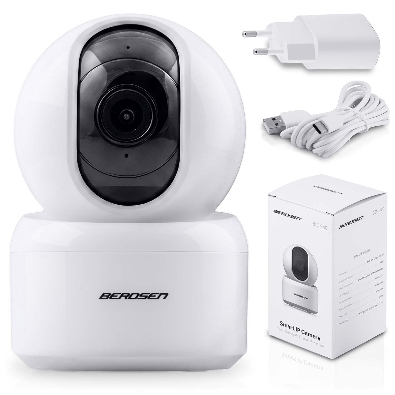 Caméra IP WiFi 3MP – Vision nocturne, suivi de mouvement