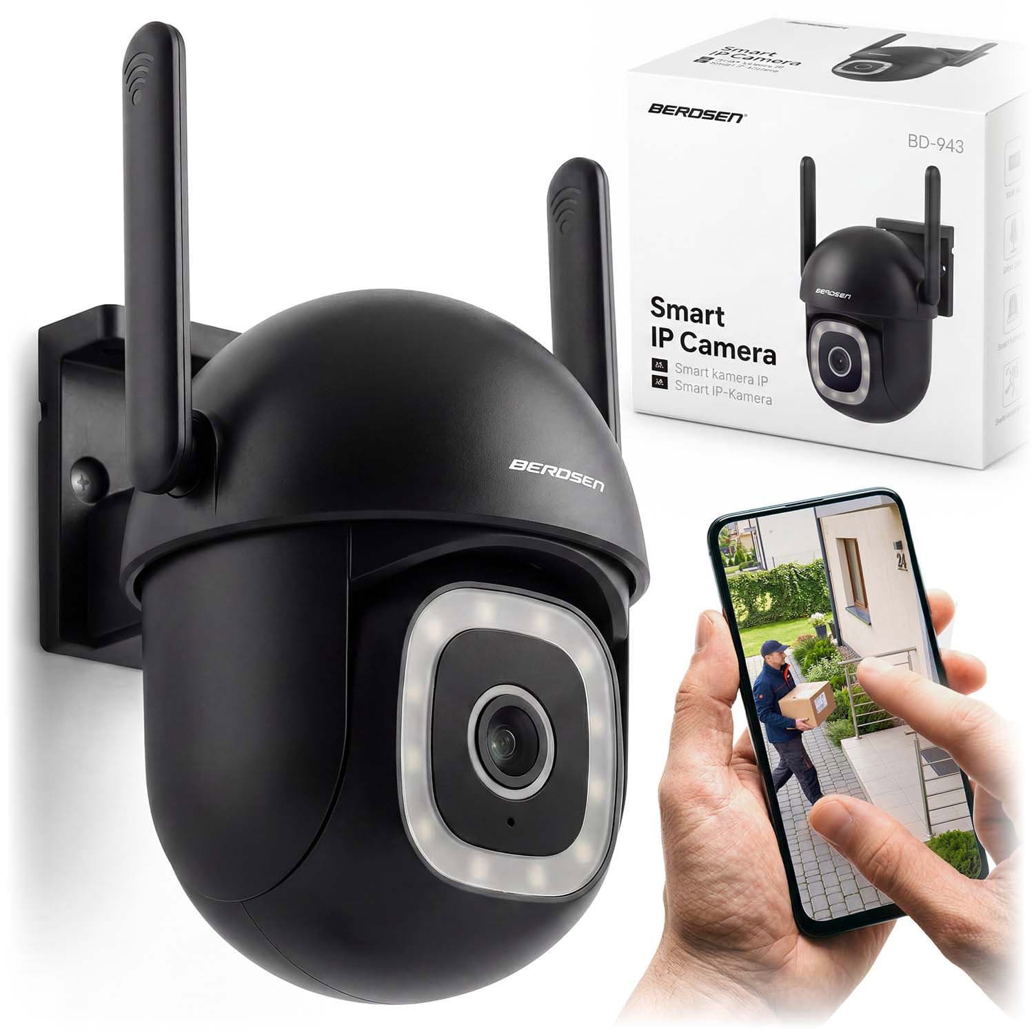 Telecamera di sicurezza WiFi per esterni – 5 MP, panoramica/inclinazione, visione notturna