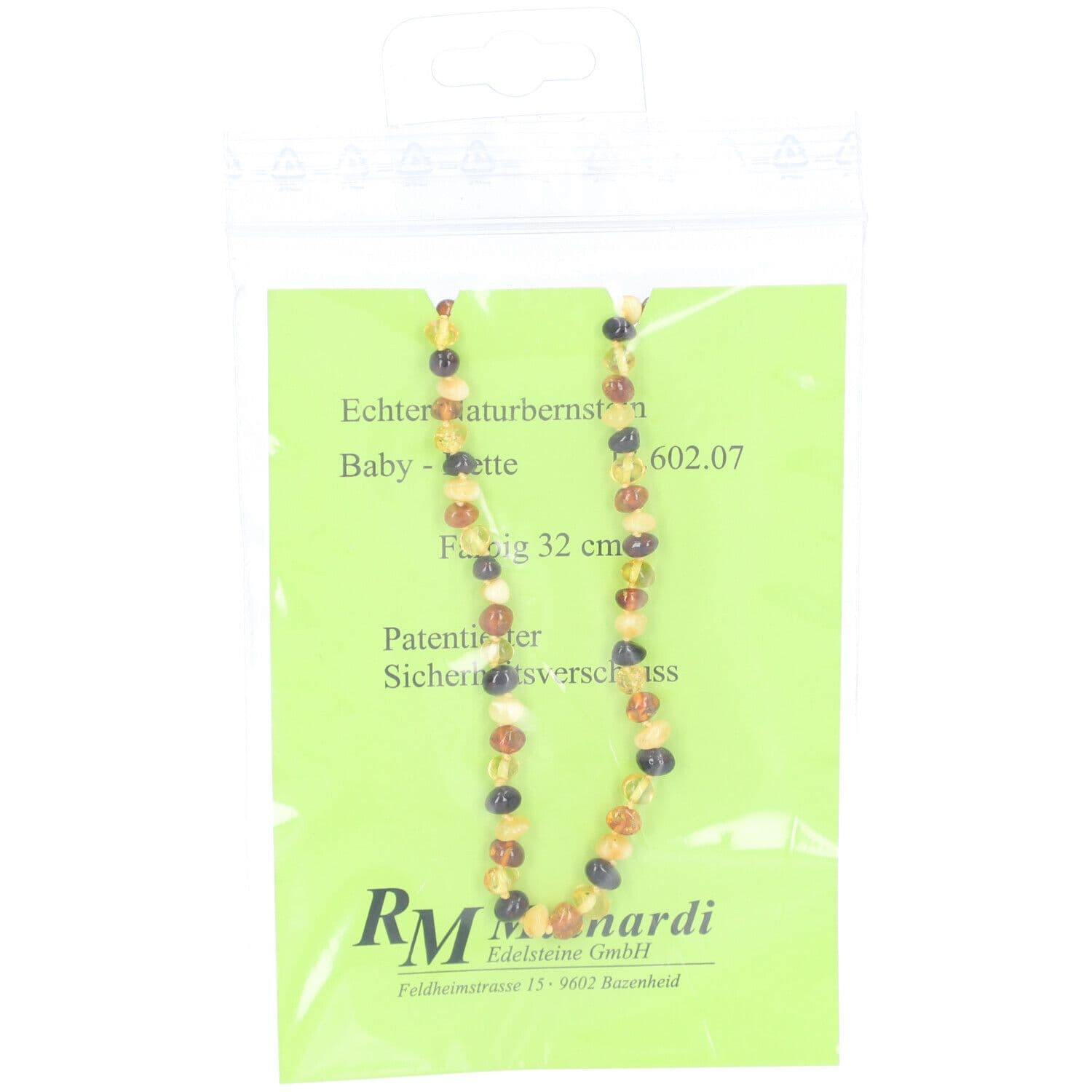 Mainardi Natur Babykette aus Naturbernstein mit Sicherheitsverschluss 32 cm
