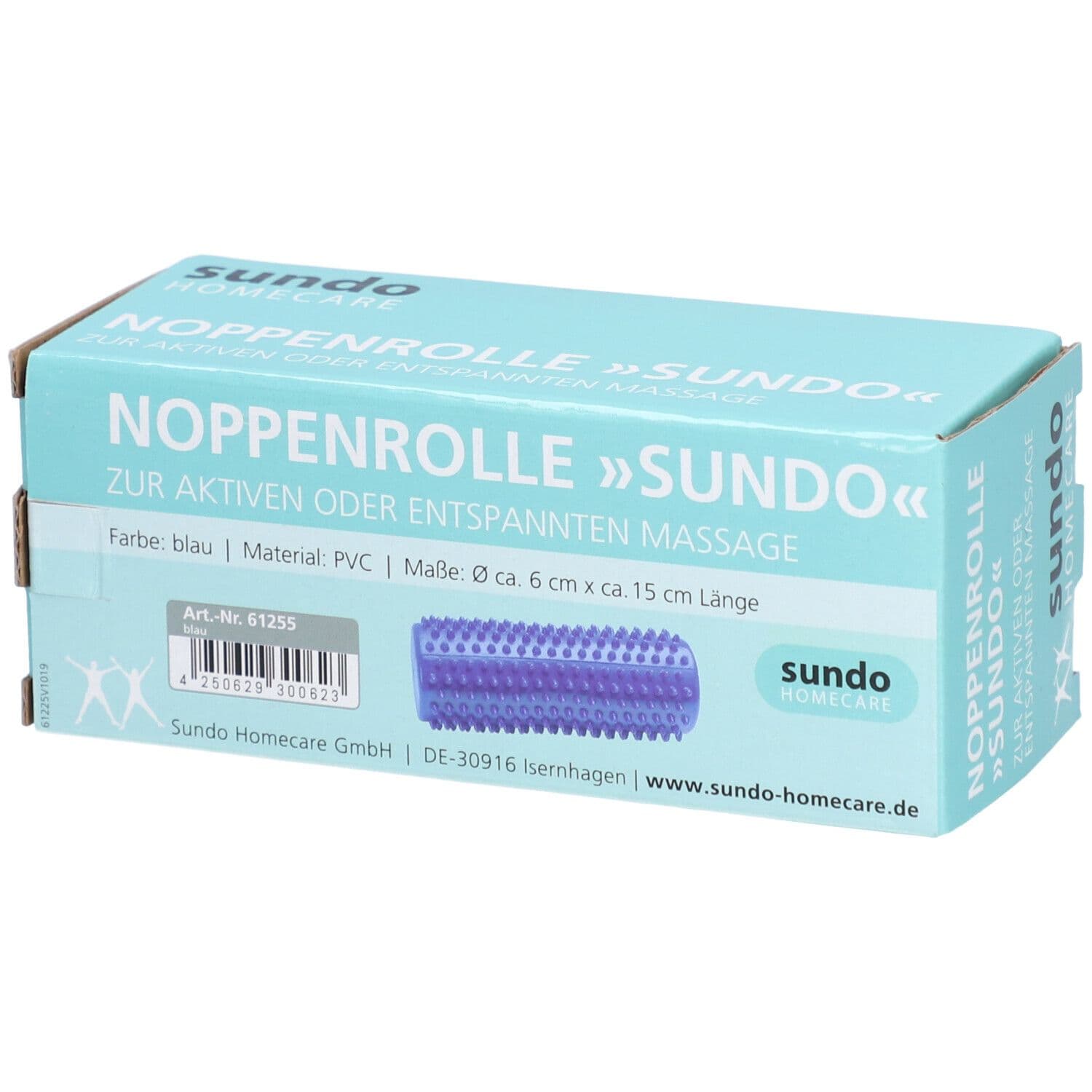 Sundo Massageroller mit Noppen blau 15 cm ø6cm