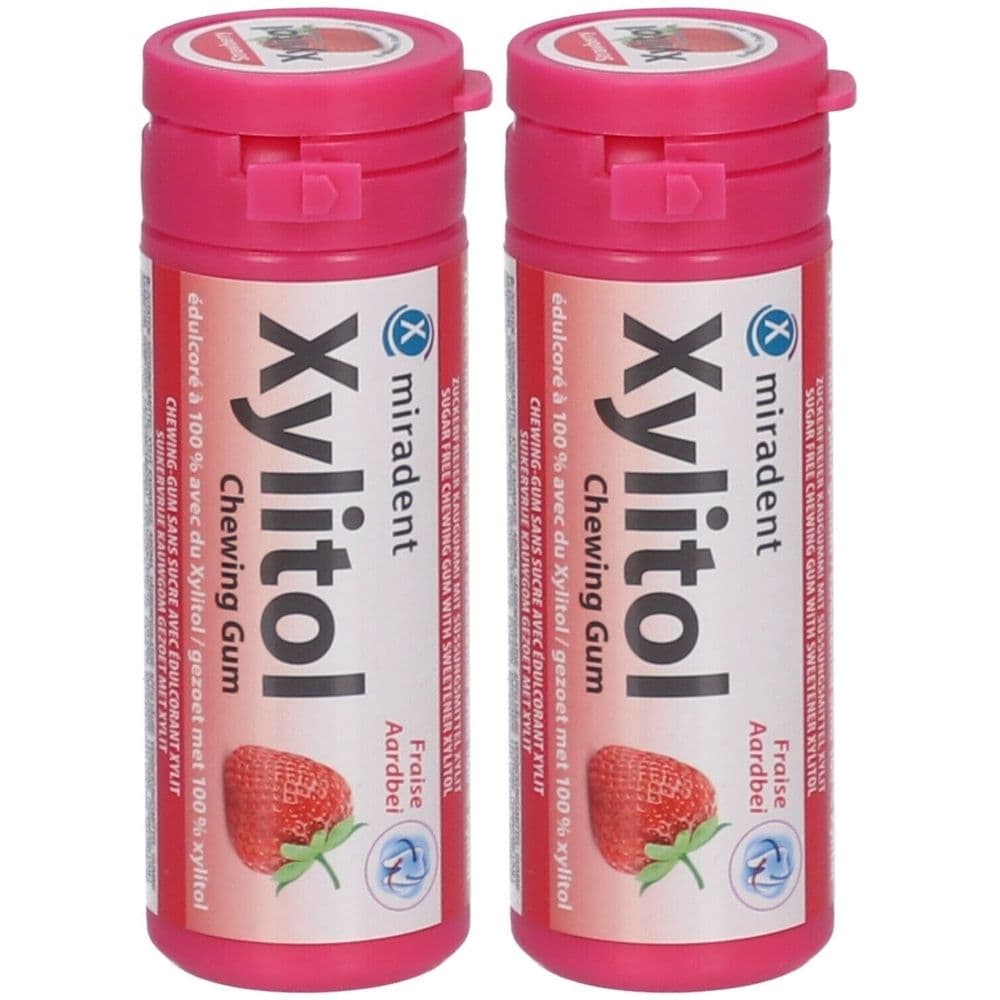 miradent Xylitol Chewing Gum Erdbeere für Kinder