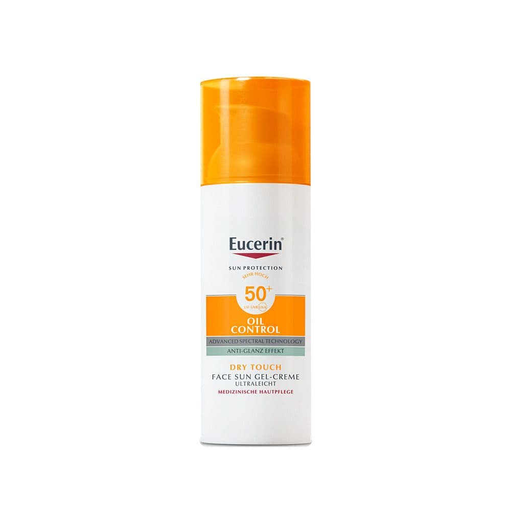 Eucerin® Oil Control Face Sun Gel-Creme LSF 50+ – sehr hoher Sonnenschutz mit 14 Stunden Anti-Glanz Effekt, auch für zu Akne neigende Haut