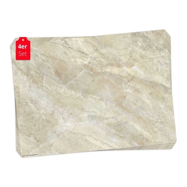 Tischsetmacher Tischsets sandfarbene Marmorplatte hell, aus hochwertigem Vinyl (4 Stück), 44 x 32 cm