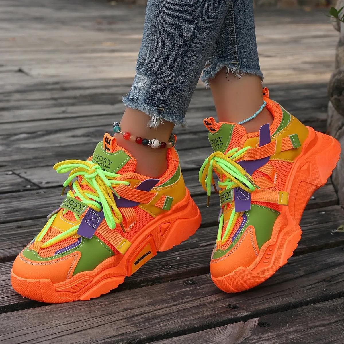 Mode Frauen Turnschuhe Mesh Patchwork Lace Up Flache Outdoor Wanderschuhe Frauen Frühling und Herbst Bequeme Atmungsaktive Turnschuhe Frauen cm